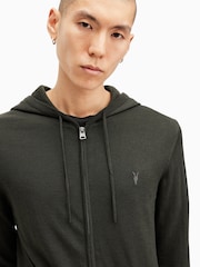 AllSaints Green Mode Merino Zip Hoodie - Image 5 of 7