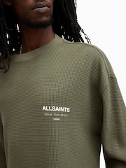 AllSaints Green Crypt Long Sleeves Crew 100% Cotton T-Shirt - Image 2 of 6