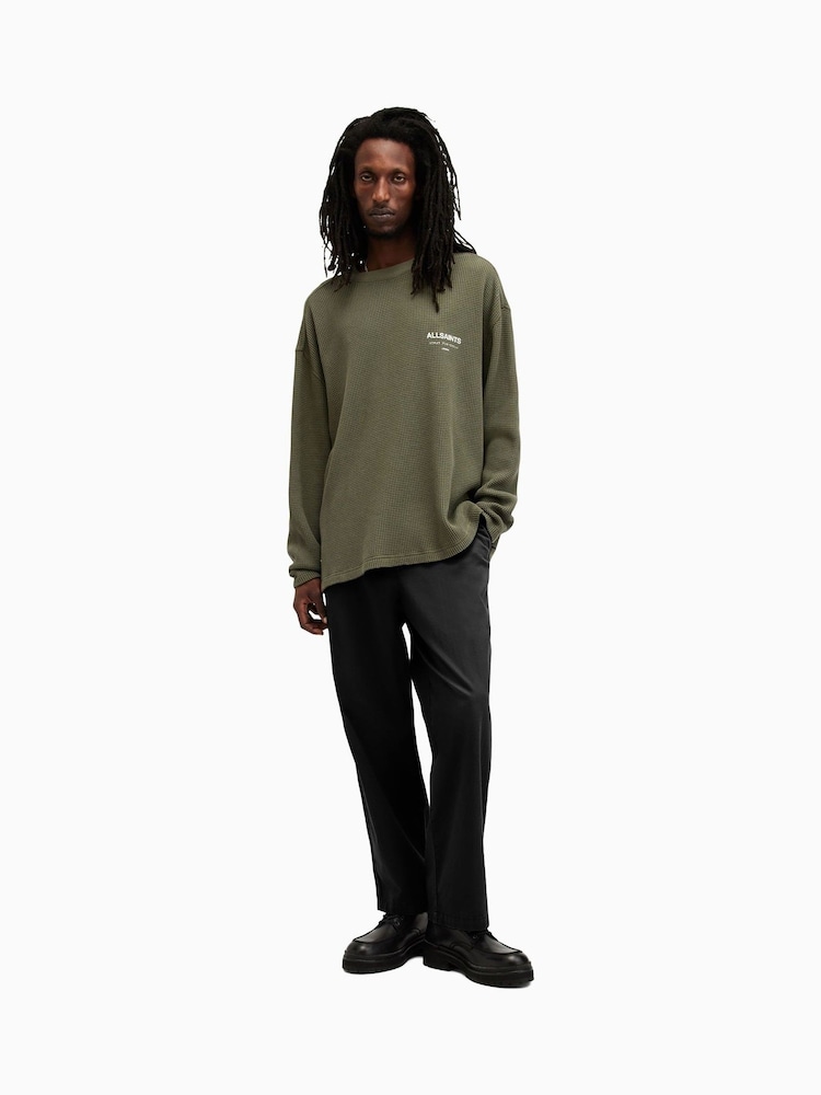 AllSaints Green Crypt Long Sleeves Crew 100% Cotton T-Shirt - Image 5 of 6