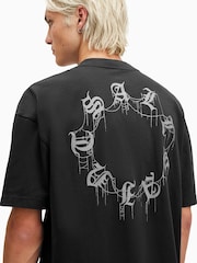 AllSaints Black Cryptierra Short Sleeve Crew Neck T-Shirt - Image 2 of 7