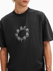AllSaints Black Cryptierra Short Sleeve Crew Neck T-Shirt - Image 4 of 7