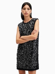 AllSaints Black Llia Emb Dress - Image 1 of 7