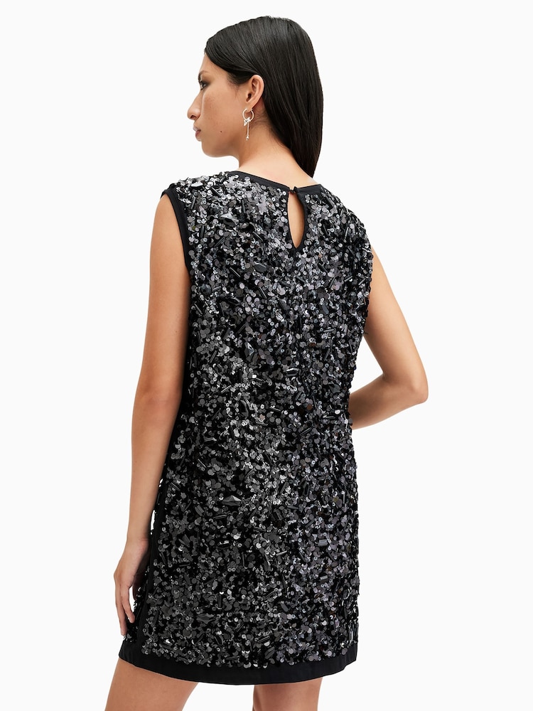 AllSaints Black Llia Emb Dress - Image 2 of 7