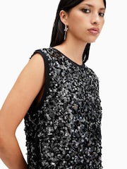 AllSaints Black Llia Emb Dress - Image 6 of 7