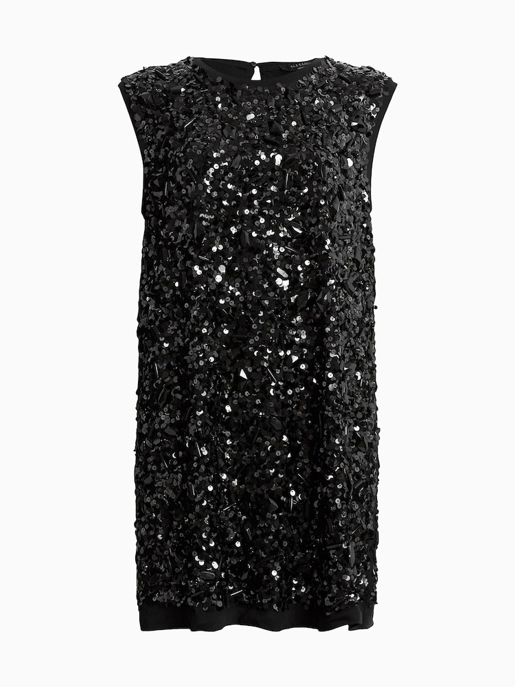 AllSaints Black Llia Emb Dress - Image 7 of 7