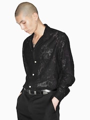 AllSaints Black Okesa Long Sleeve Shirt - Image 1 of 6