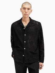 AllSaints Black Okesa Long Sleeve Shirt - Image 2 of 6