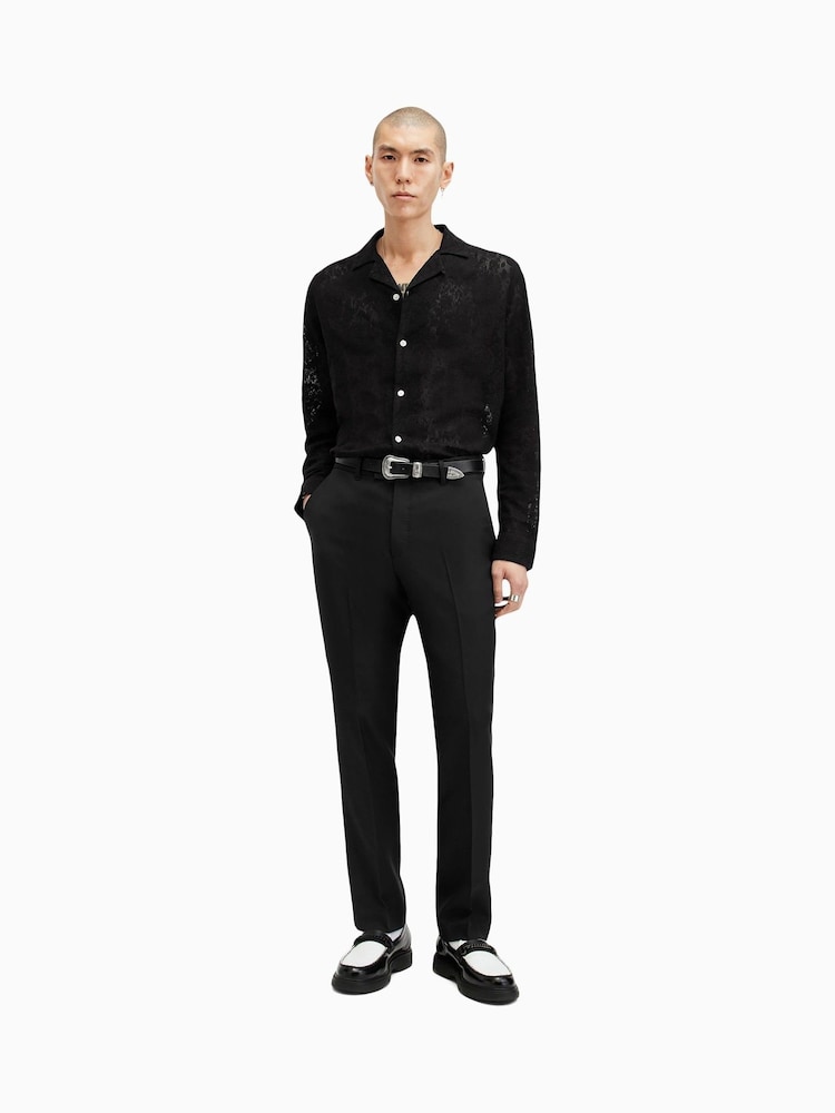 AllSaints Black Okesa Long Sleeve Shirt - Image 4 of 6