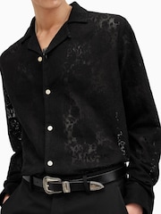AllSaints Black Okesa Long Sleeve Shirt - Image 5 of 6
