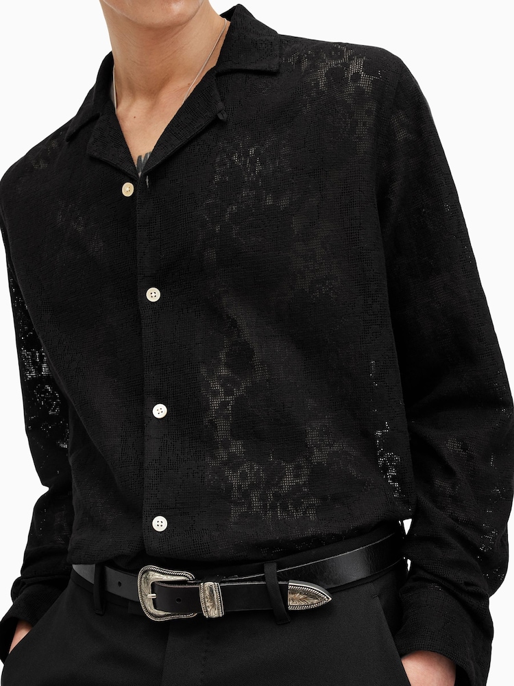 AllSaints Black Okesa Long Sleeve Shirt - Image 5 of 6