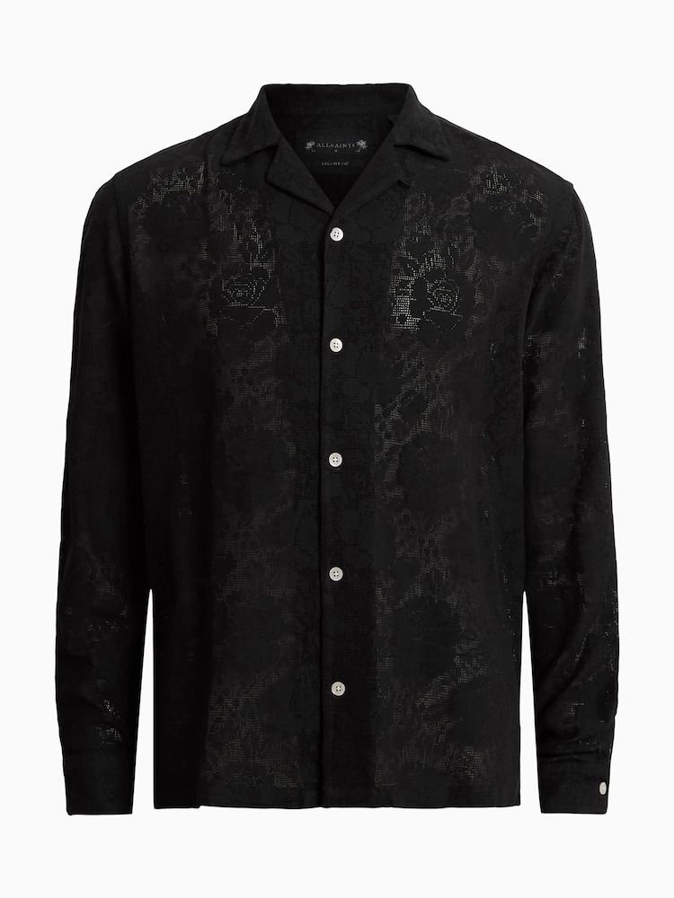 AllSaints Black Okesa Long Sleeve Shirt - Image 6 of 6