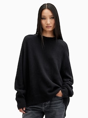 AllSaints Black Ines Crew Neck Jumper - Image 1 of 6