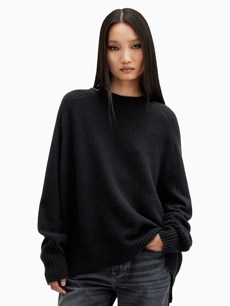 AllSaints Black Ines Crew Neck Jumper - Image 1 of 6