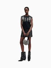 AllSaints Black Ottie Quilt Skirt - Image 4 of 6