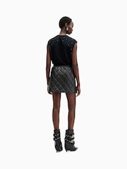 AllSaints Black Ottie Quilt Skirt - Image 5 of 6