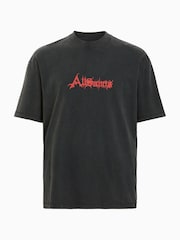 AllSaints Black Damienz Short Sleeve Crew Neck Cotton T-Shirt - Image 7 of 7