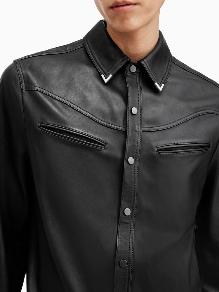 AllSaints Black Draven Shirt - Image 2 of 6