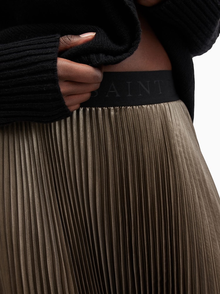 AllSaints Gold Phia Metallic Skirt - Image 3 of 6