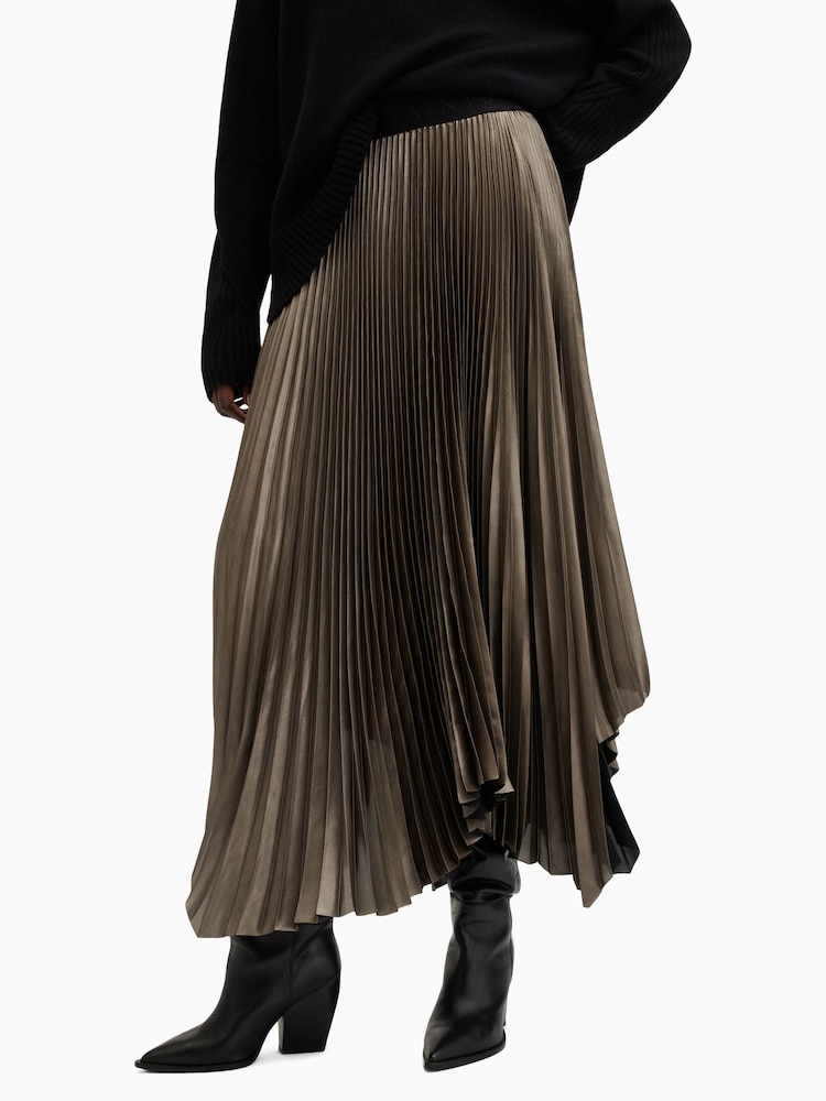 AllSaints Gold Phia Metallic Skirt - Image 5 of 6
