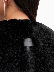 AllSaints Black Florence Faux Fur Coat - Image 4 of 10