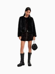 AllSaints Black Florence Faux Fur Coat - Image 9 of 10