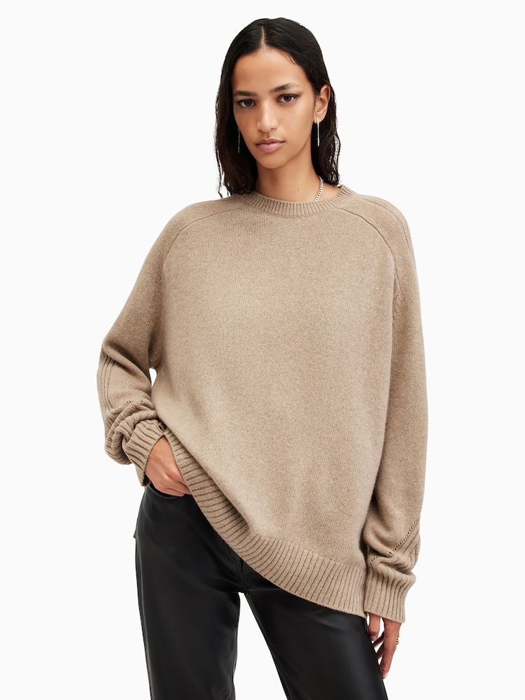 AllSaints Brown Ines Crew Neck Jumper - Image 1 of 7