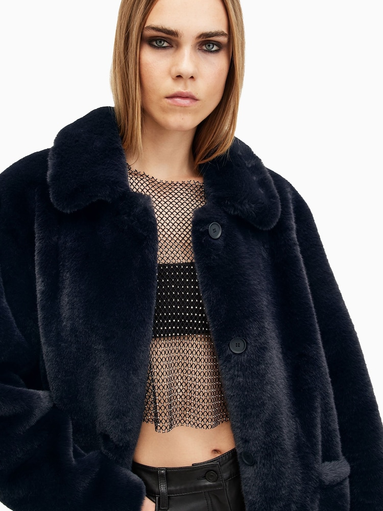 AllSaints Blue Sora Coat - Image 7 of 8