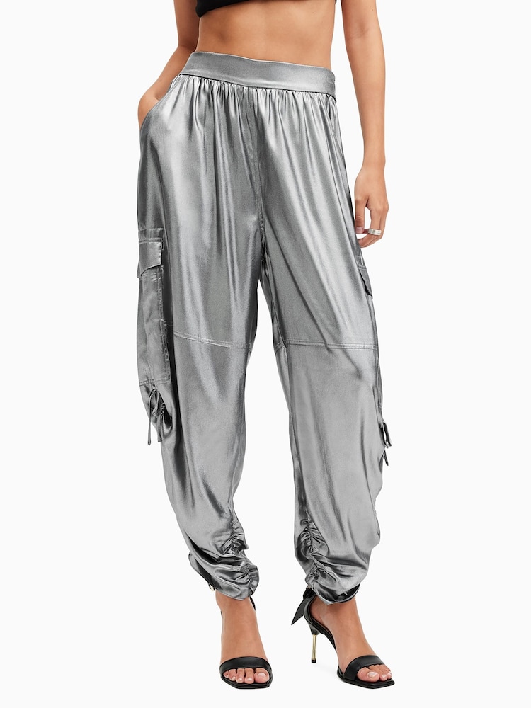 AllSaints Grey Kaye Trousers - Image 2 of 8