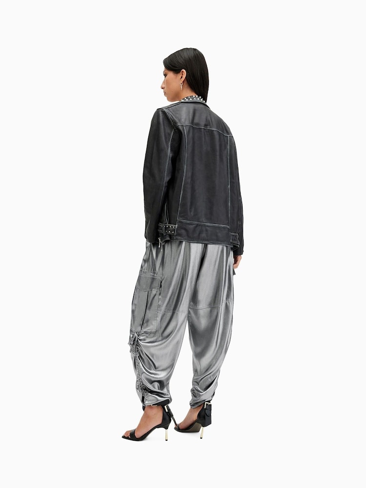 AllSaints Grey Kaye Trousers - Image 7 of 8