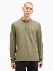 AllSaints Green Reform Longsleeves Polo Shirt - Image 1 of 6