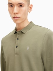 AllSaints Green Reform Longsleeves Polo Shirt - Image 2 of 6