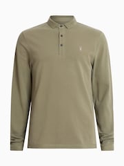 AllSaints Green Reform Longsleeves Polo Shirt - Image 6 of 6