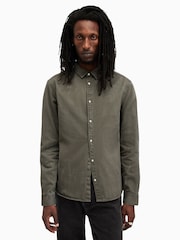 AllSaints Green Staveley Shirt - Image 1 of 5