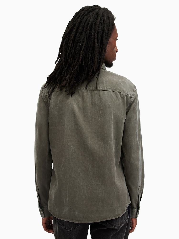 AllSaints Green Staveley Shirt - Image 2 of 5 AllSaints Green Staveley Shirt - Image 2 of 5