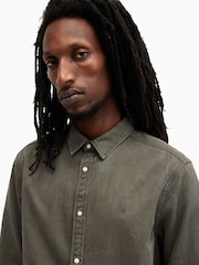 AllSaints Green Staveley Shirt - Image 4 of 5