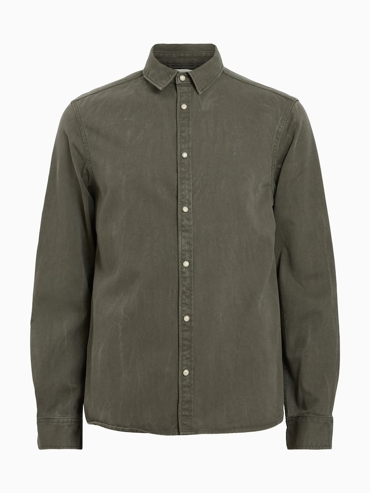 AllSaints Green Staveley Shirt - Image 5 of 5