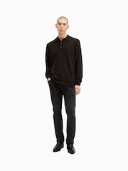 AllSaints Brown Kilburn Long Sleeve Polo Shirt - Image 3 of 6