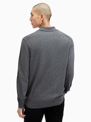 AllSaints Grey Kilburn Long Sleeve Polo Shirt - Image 2 of 5