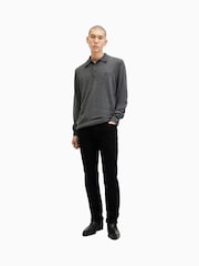 AllSaints Grey Kilburn Long Sleeve Polo Shirt - Image 3 of 5