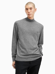 AllSaints Grey Kilburn Mock Neck Jumper - Image 1 of 6