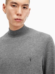 AllSaints Grey Kilburn Mock Neck Jumper - Image 2 of 6
