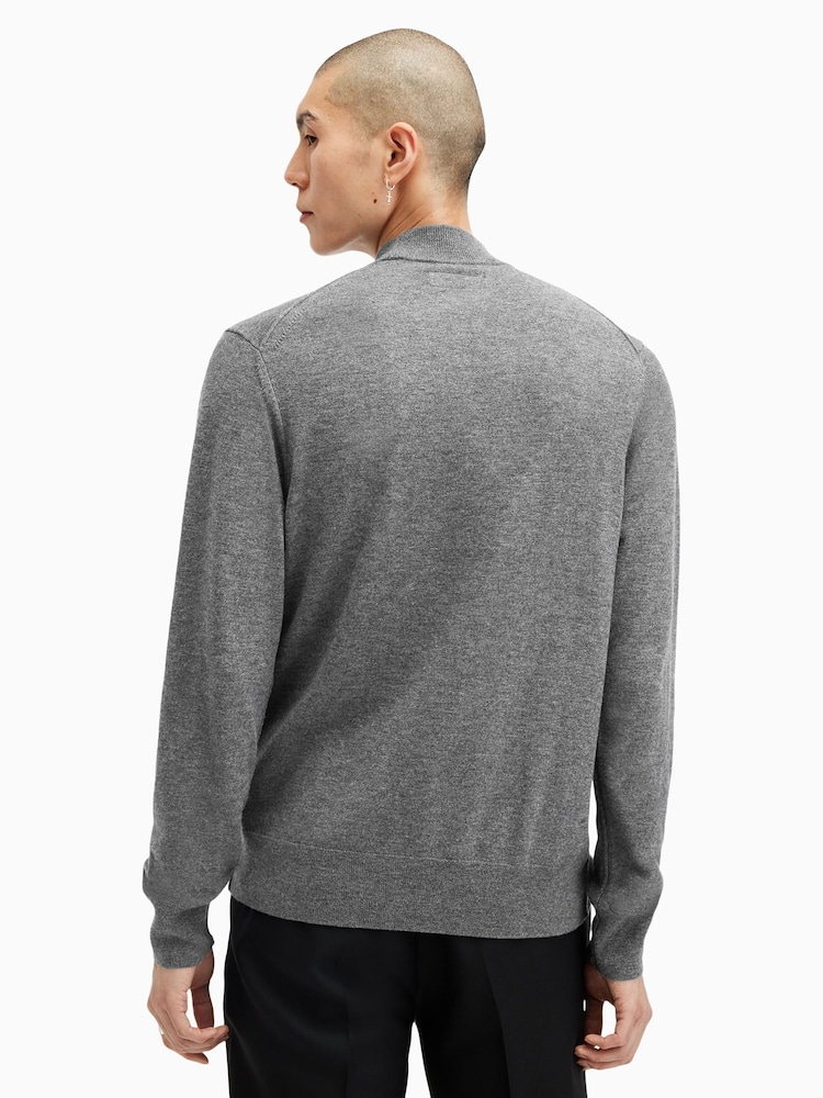 AllSaints Grey Kilburn Mock Neck Jumper - Image 5 of 6