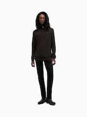 AllSaints Brown Kilburn Quarter Zip Funnel Jumper - Image 2 of 7