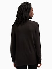 AllSaints Brown Kilburn Quarter Zip Funnel Jumper - Image 3 of 7