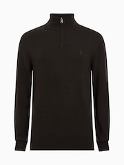 AllSaints Brown Kilburn Quarter Zip Funnel Jumper - Image 7 of 7