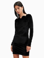 AllSaints Black Regina Velvet Dress - Image 1 of 8