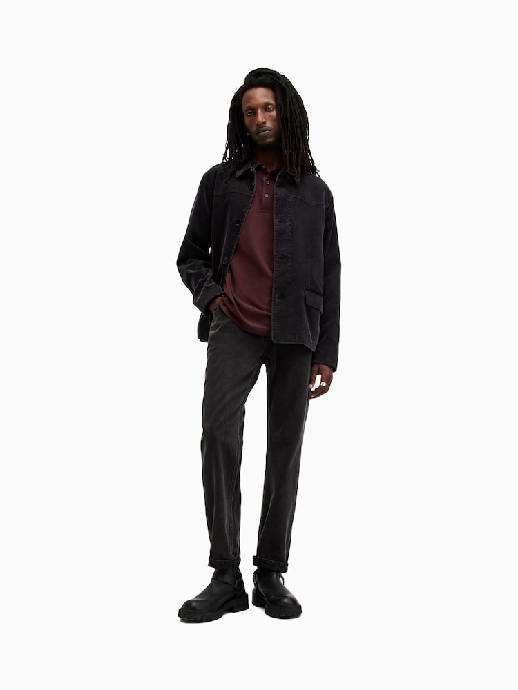 AllSaints Red Reform Short Sleeve Polo Shirt - Image 5 of 7