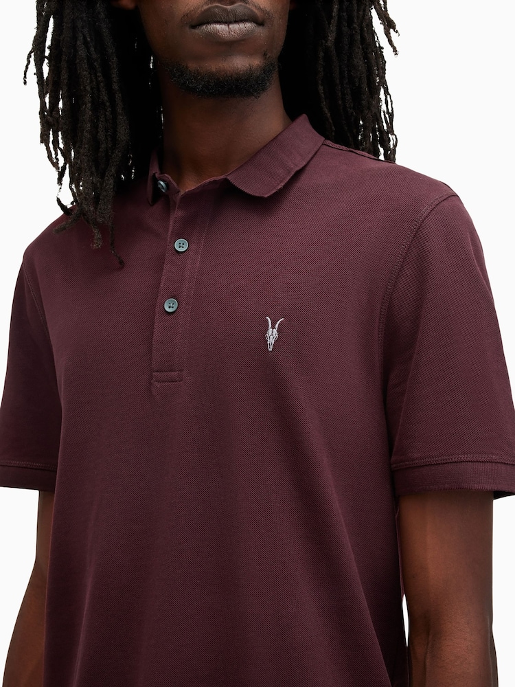 AllSaints Red Reform Short Sleeve Polo Shirt - Image 6 of 7