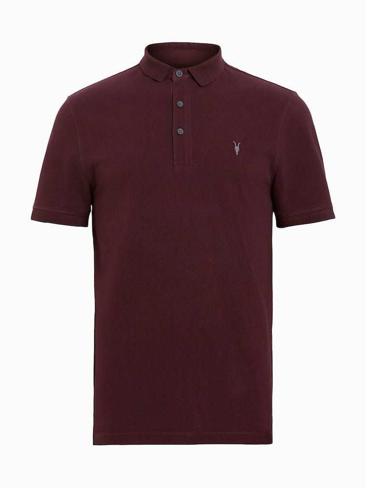 AllSaints Red Reform Short Sleeve Polo Shirt - Image 7 of 7 AllSaints Red Reform Short Sleeve Polo Shirt - Image 7 of 7