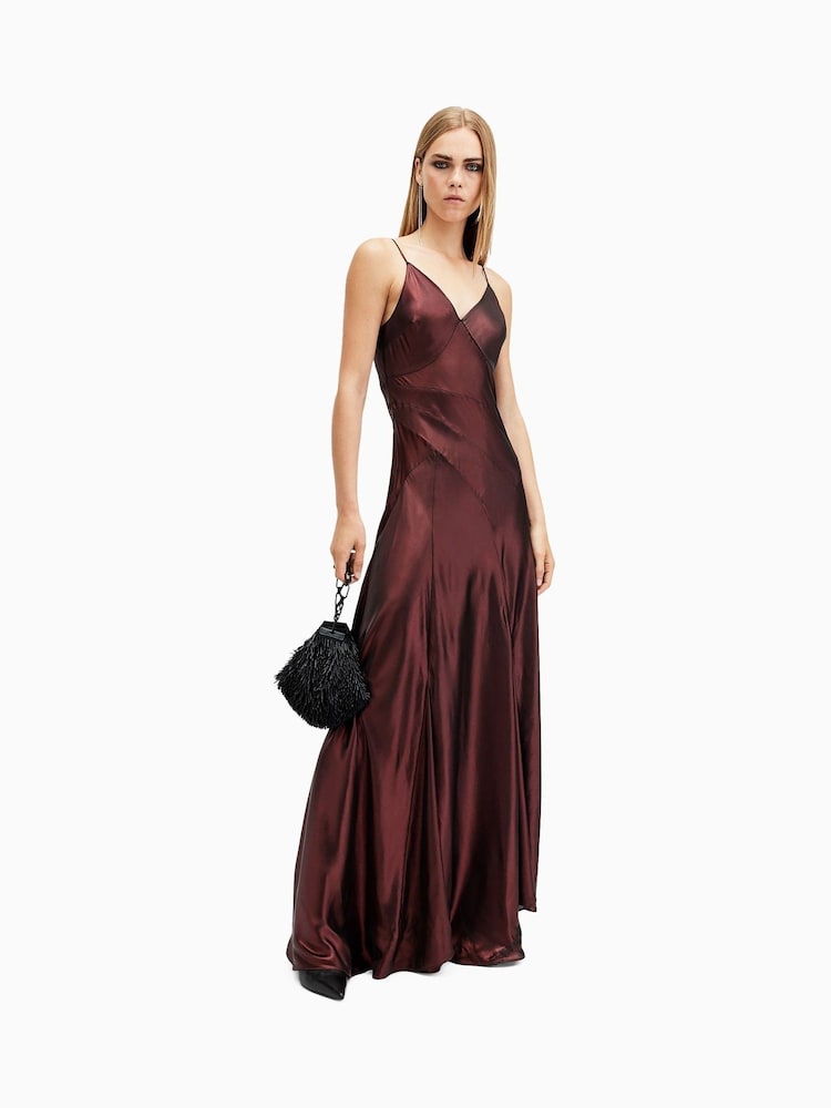 AllSaints Red Lili Maxi Dress - Image 1 of 7